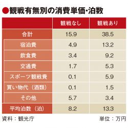 ラグビーW杯の観戦者消費2.4倍、平均13泊で39万円支出　