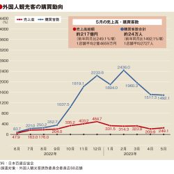 5月の百貨店外客売上3.5倍　好調の消耗品5倍　単価は漸減傾向